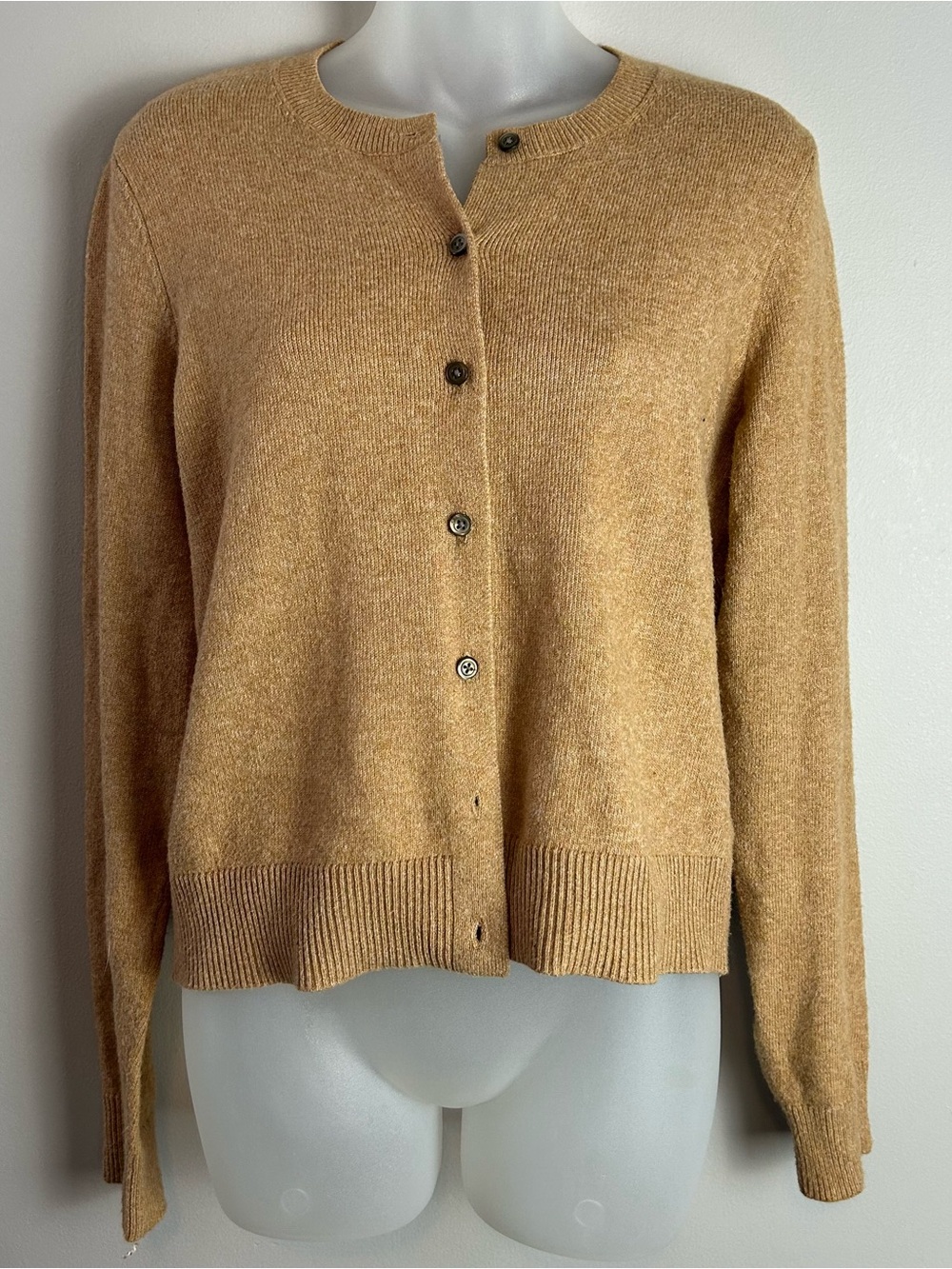 Old Navy Camel Brown Crewneck Button Up Cardigan Sweater Size Medium